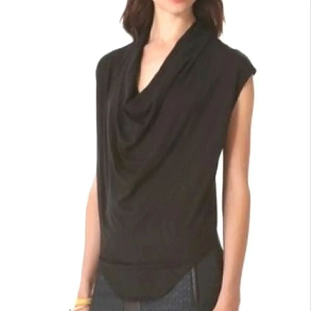 HELMUT Helmut Lang Voltage Drape-Front Feather Top